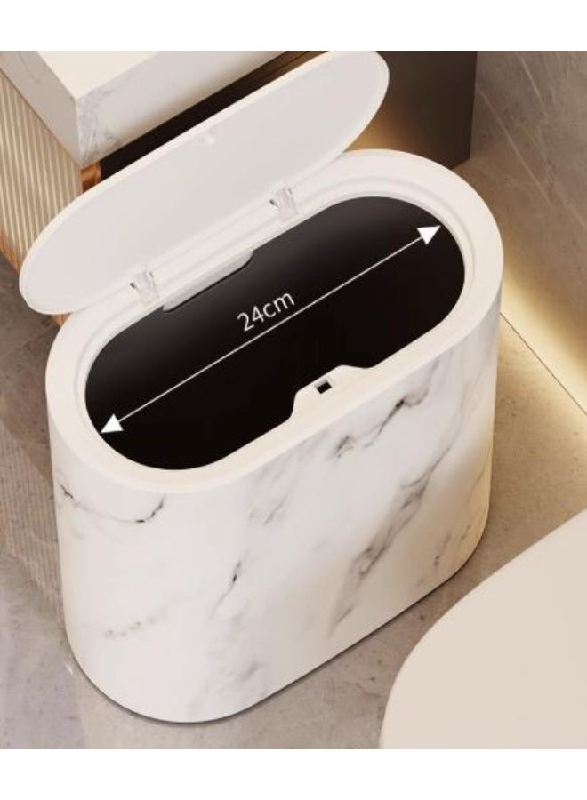 هومستر الرخام الأبيض 12 لتر علبة القمامة مع غطاء مغلق وسطح مقاوم للبصمات للمطبخ والحمام - Image 2